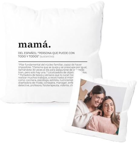 DEREGALOOS Cojín Original Personalizado para Madres. Cojines Personalizados para Día de la Madre. Regalos Originales para Madres. Decoración Divertida. (Definición Mamá, 40X40)