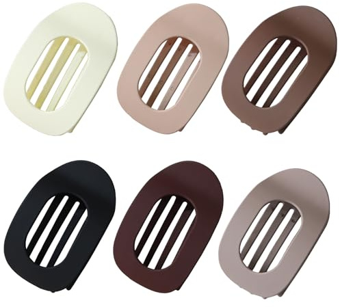 6 PCS Flat Hair Clips for Women, Curved Design Hair Clips for Lying, Driving - Matte Strong Hold Hair Claw Clips for Thin, Thick Hair, Hair Accessories for Women and Girls (Solid color)