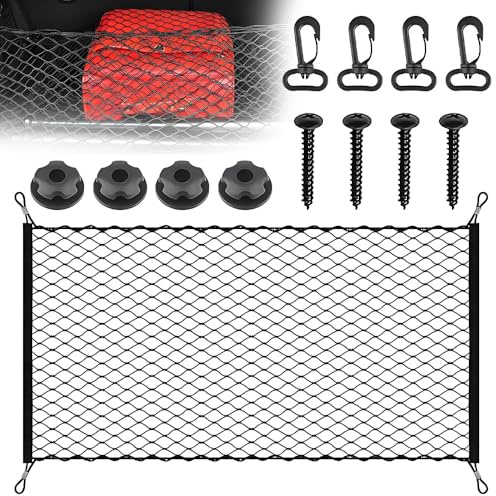 Cargo Net, Nylon Trunk Storage Net, 110x60cm Stretchable Elastic Nylon Storage Net Car Storage Net With 4 Hooks for Car Boot Trunk Vehicle Van SUV