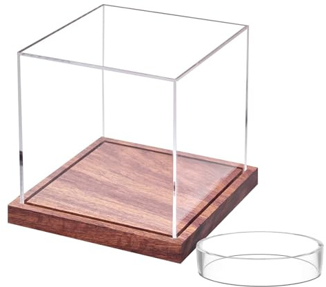 Baseball-Display-Box aus Acryl, transparent, mit Holzsockel, für Tennis, Golf, Softball, Wohnzimmer, Bederela