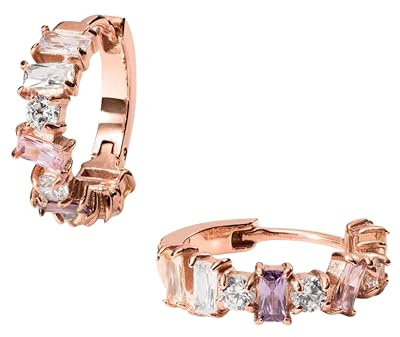 Purelei Fancy Ohrringe – Damenohrringe aus Zirkonia-Schmucksteinen und Edelstahl (14K vergoldet) – Wasserfeste Creolen – 17 mm Durchmesser – Modeschmuck für deinen individuellen Look