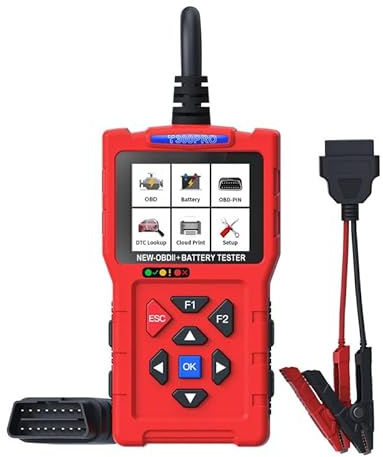 2-in-1 OBD2 Diagnosegerät & Batterietester, Auslesegerät Auto für alle Fahrzeuge, KFZ Fehlerauslesegerät mit Alle OBD2 Funktionen & 12V/24V Batteriezustandsprüfung, 20-2000 CCA, Lade-/Anlasserprüfung