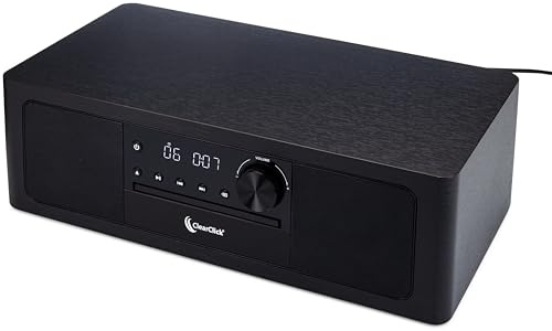 ClearClick Stereo Shelf System with CD Player, Bluetooth, FM Radio, USB Playback, Aux in, Optical in, Alarm Clock, & Remote Control