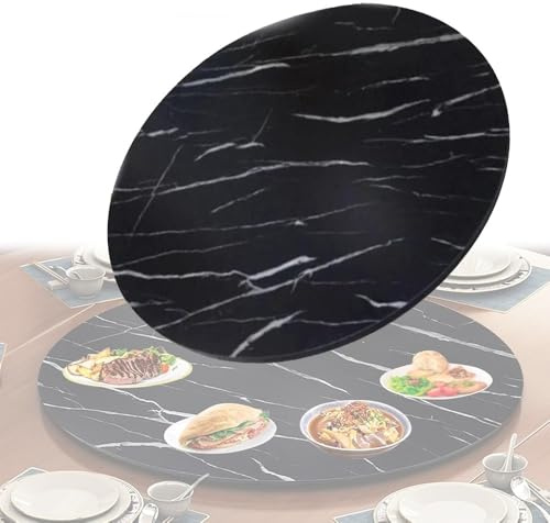 ZYXQQJ Grand Plateau Tournant Lazy Susan Rond Plaque De Service 360° Rotation Assiette De Service En Bois Ø 50cm 60cm 70cm 80cm 85cm 90cm(Black marble,90cm/36in)