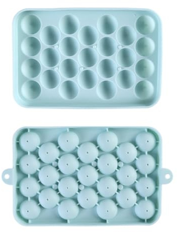 Hiraith Bac à Glaçons Rond, 25 Grilles en Silicone, Machine à Glaçons à Granulés Facile à Utiliser avec Couvercle pour Boisson, café, Cocktail, Moule à Boules de Glace