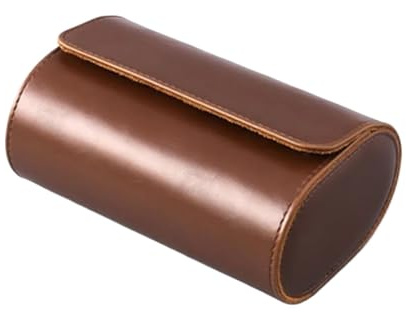 HUWOYG 2 st 1/2/3 fack klockrulle resefodral elegant bärbar vintage läderdisplay förvaringsbox med inskjutande organiserare för män kvinnor (2 spår brun)
