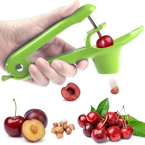 Cherry Pitter and Olive Pitter Tool,Cherry Stoner Remove for Cherries, Olives and Dates, Manual Cherry Pip Removal Device (Green)