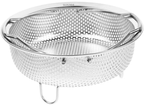 HINTRMENT Cesta Coladora de Acero Inoxidable 304 Engrosada con Asa, 22 Cm, Malla Fina para Escurrir Frutas y Verduras, Cesta Inserto para Vaporera, Utensilio Multiuso para Cocina Doméstica