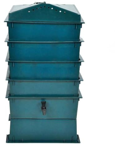 Compostiera per vermi, 4 scomparti, 42 x 42 x 60 cm | Fertilizzante liquido organico per vermi, 4 livelli, compostaggio per vermi da giardino