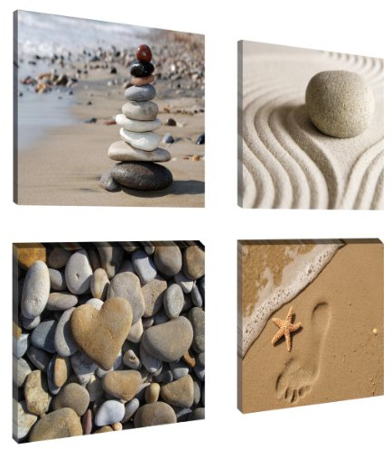 Visario Leinwandbilder 6902 Bilder 4-er Set auf Leinwand Spa Sand, 4 x 20 x 20 cm