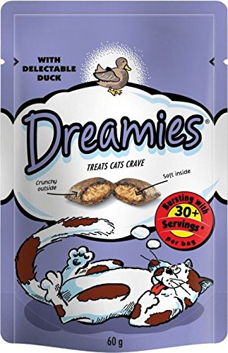Dreamies Katzen-Leckerli mit Delectable Duck (60 g) - Packung mit 6