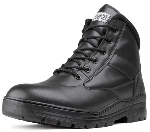 Savage Island Black Full Leather Combat Mid Height Boots SIDE ZIP Cadet Army Patrol Security Military, UK 13