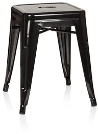 hjh OFFICE 645000 Tabouret bistrot VANTAGGIO Métal Noir, Tabouret au Look Industriel et Moderne, empilable