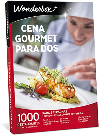 Wonderbox - Caja Regalo - Cena gourmet para dos - vivir juntos una pasión común, adecuado como experiencias para regalar 2 personas, ideas regalo | 1 cena o comida con bebida - Más de 1000 restaurantes - Cocina con estilo, cocina gourmet, con sabores internacionales