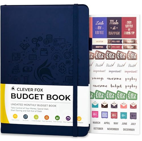 Clever Fox Budget Book – Financial Planner Organizer & Expense Tracker. Money Planner Account Notebook for Monthly Budgeting. Compact (Dark Blue)