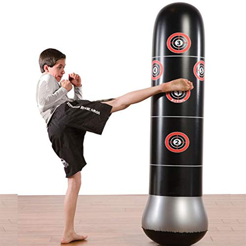 Fotslåssväska, boxningssäck för MMA Muay Thai kickboxning, uppblåsbar väska med träffmål, 1,45 m för barn och vuxna