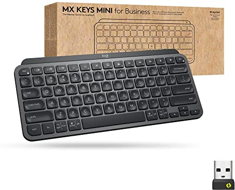 Logitech MX Keys Mini Wireless Illuminated Keyboard for Business, Compact, Logi Bolt Technology, Backlit, Rechargeable, Globally Certified, Windows/Mac/Chrome/Linux - Graphite