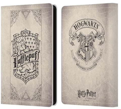 Head Case Designs Offizielle Harry Potter Hufflepuff Pergament Sorcerer's Stone I Leder-Wallet-Hülle Kompatibel mit Kindle Paperwhite 5 (2021)