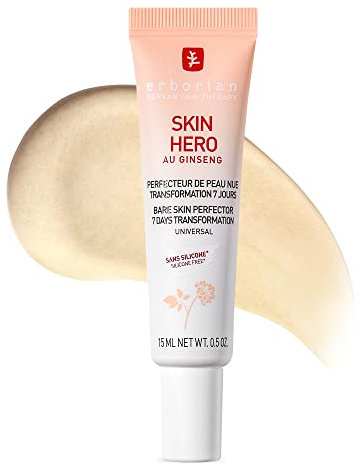 Erborian - Skin Hero with White Ginseng - Untinted Face Care Bare Skin Perfector in 7 Days with Hyaluronic Acid - Korean Cosmetic Care - 15 ml