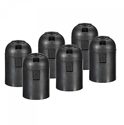 sourcing map Licht Steckdose 250V E26/E27 57x37mm Einschraubbar LED Lampe Schwarz Pack mit 6