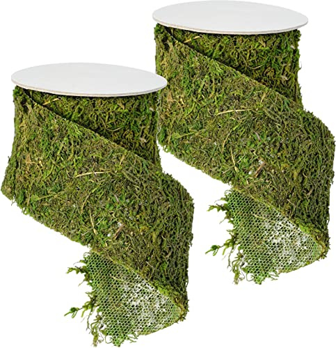VBS 2er-Pack Moos-Band kräftiges Grün 1,2 m Deko-Moos Moosmatte Natur-Moos