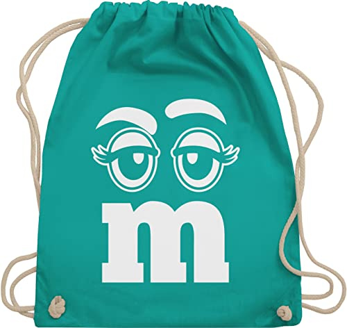 Turnbeutel Rucksack - & Fasching - Taschen - M und M Augen Karneval I Fastnacht I Fasnacht I Fasnet - Unisize - Türkis - gym bag festival karnevalsbeutel faschings mm juterucksäcke festivaltasche