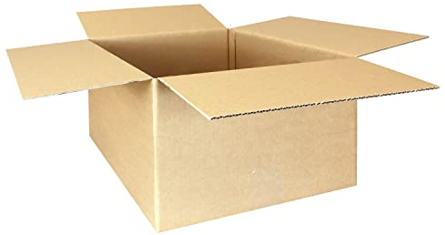 smiley pack 25 Stück Faltkartons 400 x 300 x 200 mm braun KK 90 Versandkarton Verpackungskartons 40 x 30 x 20 cm aus Wellpappe 1 wellig Karton Pappkarton Versandbox Paket Päckchen