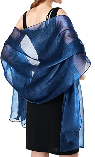 Ladiery Sheer Crepe Schals und Wraps für Abend Party, Frauen weichen Schimmer Braut Hochzeit Reise Schal