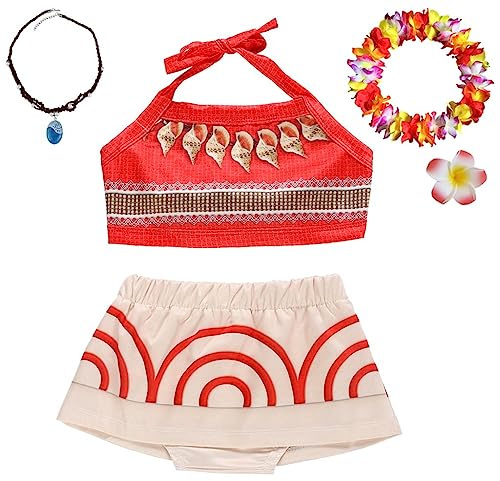 Lito Angels Toddler Girls 2 Pieces Princess Tankini Swimwear Swimsuit Swim Skirt Bathing Suits with Accessories Size 4T, Red