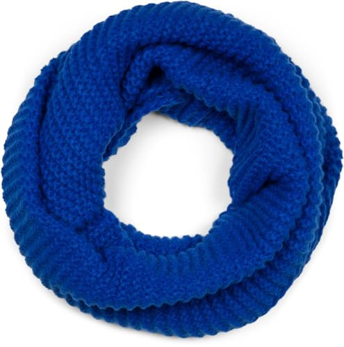 styleBREAKER Unisex stickad loop halsduk enfärgad med vågmönster, varm vinter stickad halsduk, tubhalsduk 01018169, Kungsblå, En Storlek