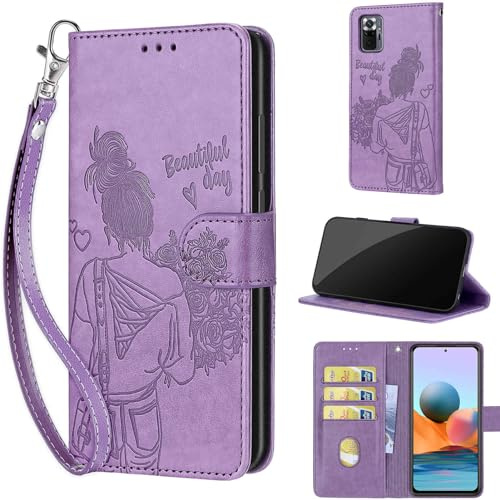 Handyhülle für Xiaomi Redmi Note 10 Pro Max/Note 10 Pro Hülle, Violett | Stoßfeste Flip Schutzhülle, Kartenfächer, Standfunktion,Magnetisch, Kunstleder, Klappbar Brieftasche