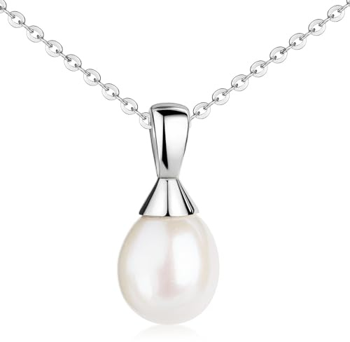 Perlen Anhänger Silber 925 oval für Damen KA-517 wahlweise mit Kette | inkl. Schmuck Box von MATERIA by Matthias Wagner
