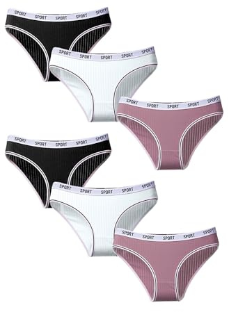 Hialegion Mujer Braguita Bikini Cinturón Deportivo Bragas de Algodón Cómodas Pack de 6 1XL