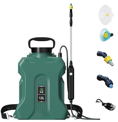 YKYSQD 12L pulvérisateur électrique pour Le Jardinage, à Dos Rechargeable par USB avec 4 Buses pulvérisation l'arrosage du Jardin, désherbage agricole, l'élimination des parasites (Vert)