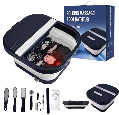 UNIFULL Collapsible Foot Bath Spa with Heat, Remote Control, Massage Rollers, Bubble, Foot Pedicure Kit, Red Light, Pedicure Foot Spa, Foot Bath for Gifts