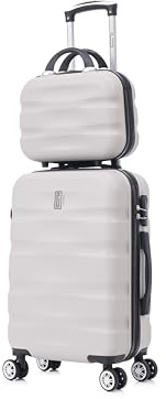 CELIMS - Handbagage Trolley 55 x 40 x 20 med Reseskönhetsfodral 30 cm i Grå | Lätt och Hård | Godkänd av över 100 Flygbolag