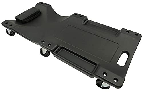 WYRMB 36 Zoll ergonomischer Rollwagen aus Kunststoff, Rollwagen für Autos mit bequemer Kopfstütze aus Leder und vertiefter Werkzeugkiste, Auto-Transportwagen, 300 Pfund Tragkra