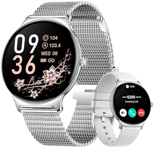 Smart Watch for Women,1.43 Fitness Tracker with Call & Voice Assistant,Heart Rate & SpO2 Monitor,Sleep Tracker, 100+ Sports Modes Step Counter, IP68 Waterproof Compatible with Android iOS