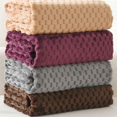 rejuvopedic Cubiko Fleece Blanket Sofa Throw Throwover Sofa Cover/ 150x200cms / Plum