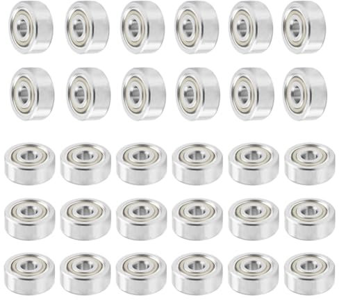 Saipor 30 Stück 623ZZ Kugellager, Kleine Skateboard-Kugellager 608 ZZ Double Shielded Miniatur Rillenkugellager Kohlenstoffstahl Ball Bearings für Skateboards, Roller, Inline Skates (3 x 10 x 4 mm)