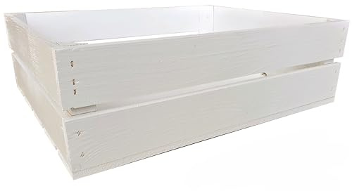 Lermowood Holzkisten Reg 50 x 40 x 15cm Weiß | Dekokisten aus Holz Massive Holzkiste Regalkiste Weinkiste