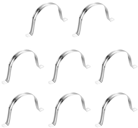 sourcing map Rigid Pipe Straps 100mm(3.94) 304 Stainless Steel 8Pcs | 2 Hole U-Shaped Bracket,Tube Hanger Pipe Clamps,for Fixing Pipe Cable