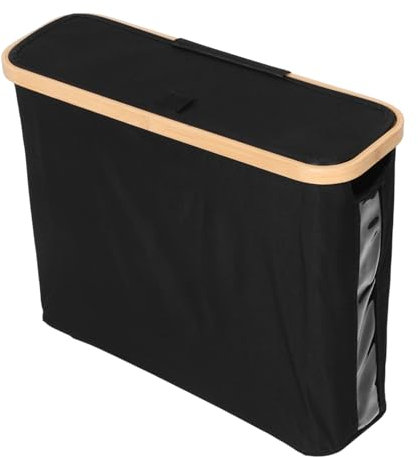 Alipis Paper Towel Tube Storage Basket Towel Rack Stand Foldable Laundry Basket Collapsible Trash Can Collapsible Laundry Basket Toilet Paper Holders Toilet Bowl Trash Bin Bamboo Black