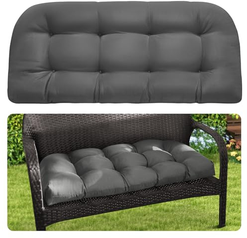 MAGIC ELEPHANT Outdoor Bench Cushion, Memory Foam Loveseat Cushion for Patio Furniture Wicker Chair, Settee Porch Swing Seat Cushion, 44 x 19 Inches (Grey)
