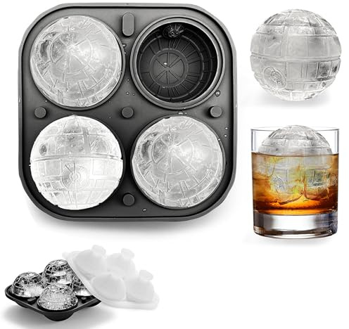Silicon isbittsform, Death Star Wars, rund, återanvändbara isbittsformer, rund, isbittsform, boll, silikonset, BPA-fri, lätt att lösa för is, whisky, cocktail, juice (5 cm)