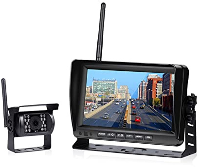 Navegador GPS para coche, Pantalla de camión de monitor de coche inalámbrico de 7 pulgadas IR Visión nocturna Respaldo inversa WiFi Cámara Sistema de estacionamiento Pantalla for coche Para coche, cam