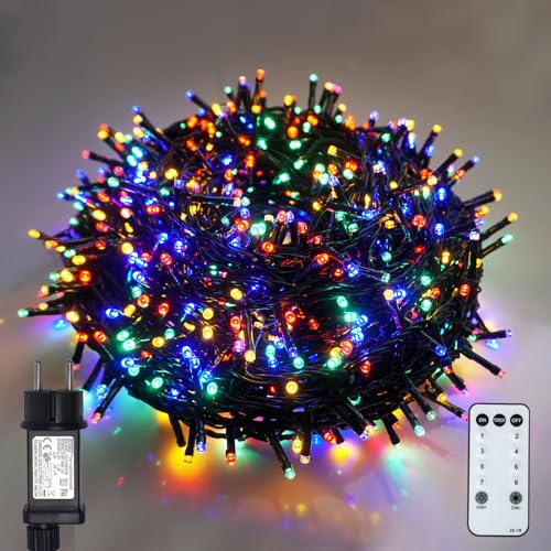 BIUDN 600LED Bunte Lichterkette Außen Inne,30M Lichterkette Bunt Outdoor Indoor 8 Modi Wasserdichte 4 Helligkeitsstufen und Timer LED Bunte Lichterkette,Weihnachten für Hochzeiten,Partys,Feiern usw.