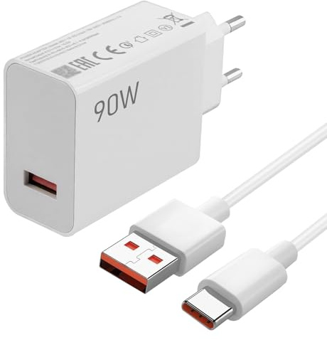 90 watt ladegerät mit 2M USB-A zu USB-C Kabel für Note 13 12 11 10 9 8 7,13 12 11 Ultra 10T Lite, co X6 X5 X4 X3 Pro F6 F5 F4 M6 M5 M4,Schnellladegerät Netzteil Typ-C Adapter