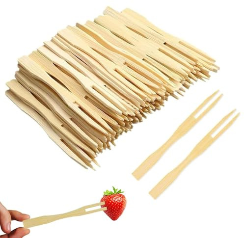 UDNUYFGZ 240pcs Wooden Fruit Forks 8.8x0.7cm Disposable Wooden Forks for Fruit, Party Snacks, and Appetisers, Eco-Friendly 100 Bamboo for Weddings and Events