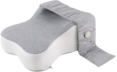 Almohada grande de espuma viscoelástica para dormir de lado, almohada ajustable para piernas con correa, cómodo cojín para dormir para rodillas y columna vertebral, ideal para dolor de espalda ciática